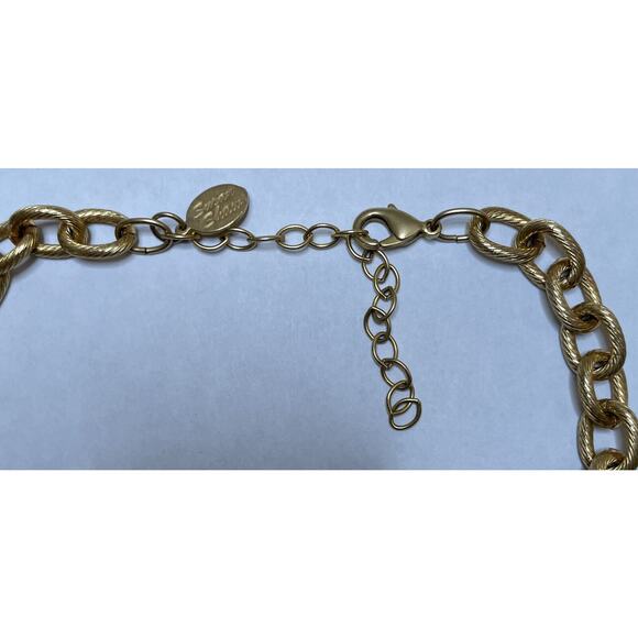 Susan Shaw Venetian Glass Intaglio Cross Pendant Necklace 16" 24kt Plate 3" Ext - Picture 7 of 14